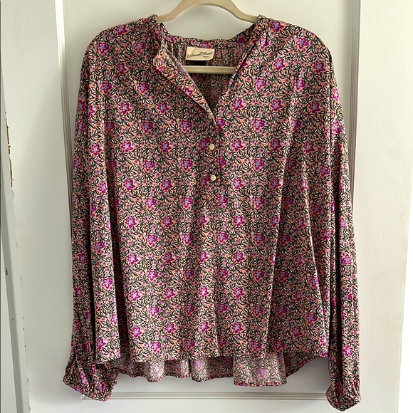 Universal Thread Pink and Black Patterned Blouse - Picture 1 of 3